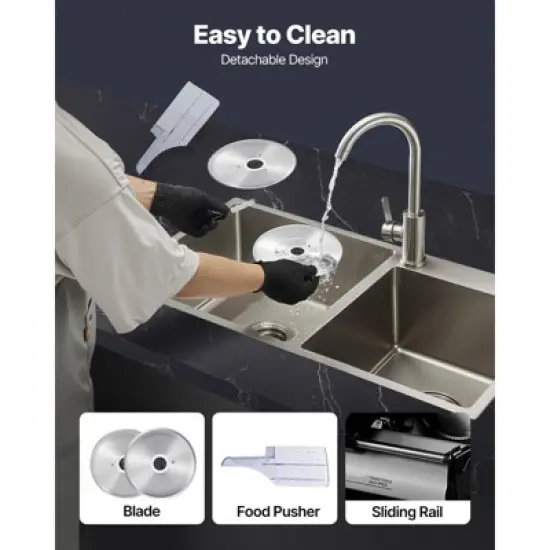 VEVOR Meat Slicer, 7.5 inch Electric Deli Food Slicer, 180W Meat Cutter with two Premium SUS420 Blades, 0-0.6 inch Adjustable Thickness, Black image {5}