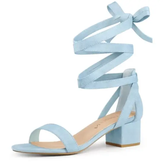 Allegra K Women's Open Toe Block Heel Lace Up Sandals image {17}