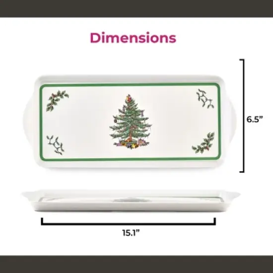 Spode Christmas Tree Sandwich Tray (15" x 6.5") - Decorative Serving Platter - Festive Melamine Dish, Durable Christmas Dinnerware image {6}