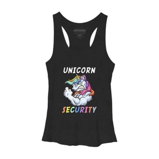 Women's Design By Humans Halloween Dad Mom Daughter Adult Costume - Unicorn Security By MINHMINH Racerback Tank Top image {9}