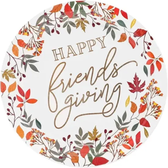 Sparkle and Bash 48 Pack Happy Friendsgiving Disposable Paper Plates with Rose Gold Foil (7 In) image {2}