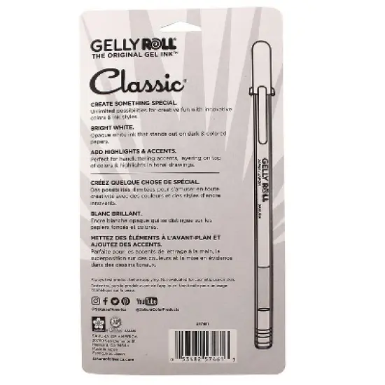 Sakura Classic Gel Retractable Pen Liquid Ink White Ink 6/Bundle (SAK57461-3) image {2}