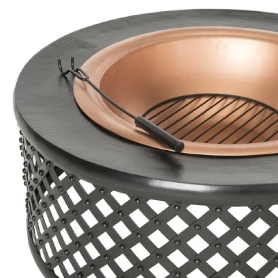 Jamaica Outdoor Fire Pit - PIT1007 - Copper/Black - Safavieh image {2}