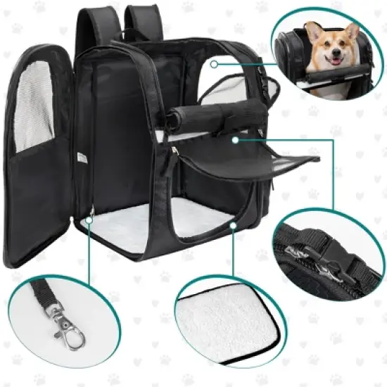 PetAmi Dog Backpack Carrier For Small Large Cat Pet Puppy, Ventilated Hiking Travel Bag, Airline Approved Safety Camping Biking image {2}