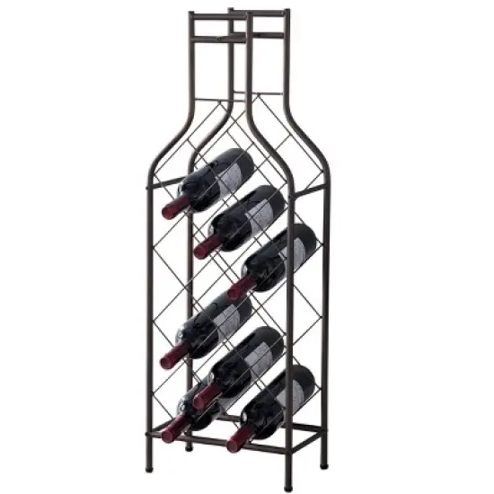 Kings Brand Furniture 12 Bottles Freestanding Floor Metal Wine Rack Wine Bottle Holders Stands for Home with Bottle Shape Bar Stand for Liquor, Pewter image {2}