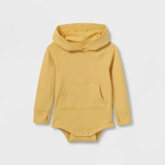 Toddler Girls' Adaptive Hooded Adjustable Long Sleeve Bodysuit - Cat & Jack&trade; Light Mustard Yellow image {3}