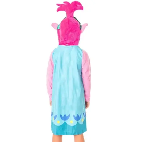 Dreamworks Trolls Movie Girls' Poppy Hooded Costume Nightgown Sleep Shirt Multicolored image {1}