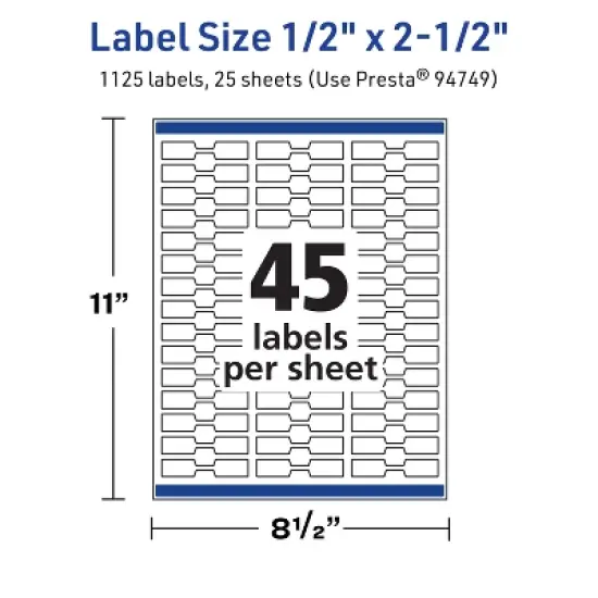 Avery TrueBlock Matte White Paper Labels,  1/2" x 2-1/2" Barbell image {4}