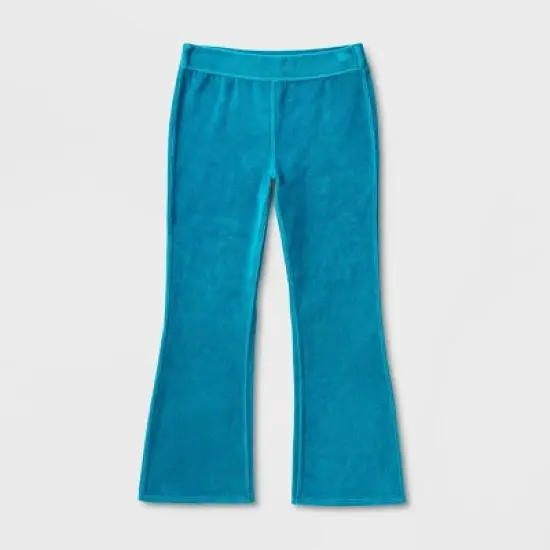 Girls' Adaptive Velour Flare Pull-On Pants - Cat & Jack&trade; Teal Blue image {3}