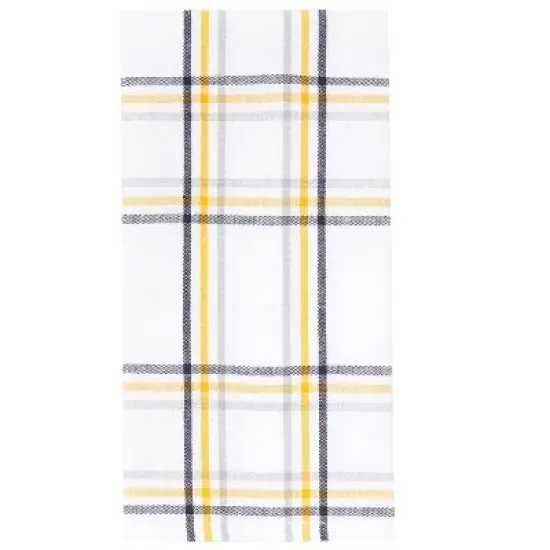 C&F Home Honey Bee Yellow & Black Plaid Pattern Spring Summer Cotton Kitchen Dishtowels Set of 2 image {2}