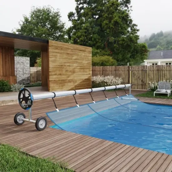Aluminum Pool Cover Reel System -  Wheelbarrow-Style Portable Solar Cover Roller, Fits All Inground Pool Shapes image {6}