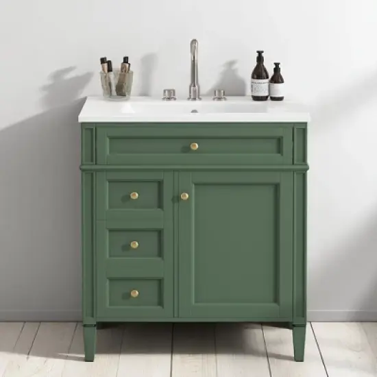 30" Bathroom Vanity with Sink &acirc;&acirc;&sbquo;?MDF and Solid Wood Cabinet, Roman Legs,Undermount Ceramic Sink,Freestanding Cabinet image {18}