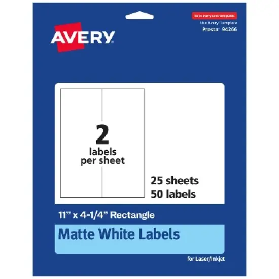 Avery Matte White Rectangle Labels, 11" x 4.25" image {7}
