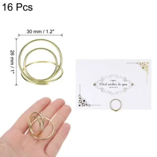 Unique Bargains Carbon Steel Table Number Round Mini Place Card Holders 1" x 1.2" image {1}