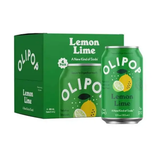 OLIPOP Lemon Lime Prebiotic Soda - 4ct/12 fl oz Cans image {7}
