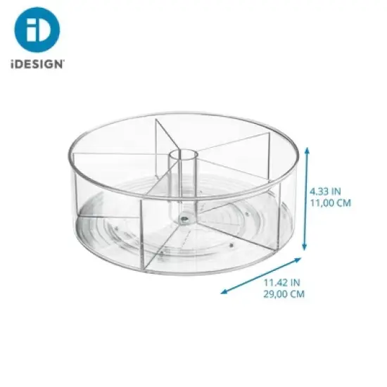 iDESIGN Recycled Plastic Divided Lazy Susan Turntable Organizer Clear: 12" Kitchen Storage, Hand Wash, 0.75 lbs image {3}