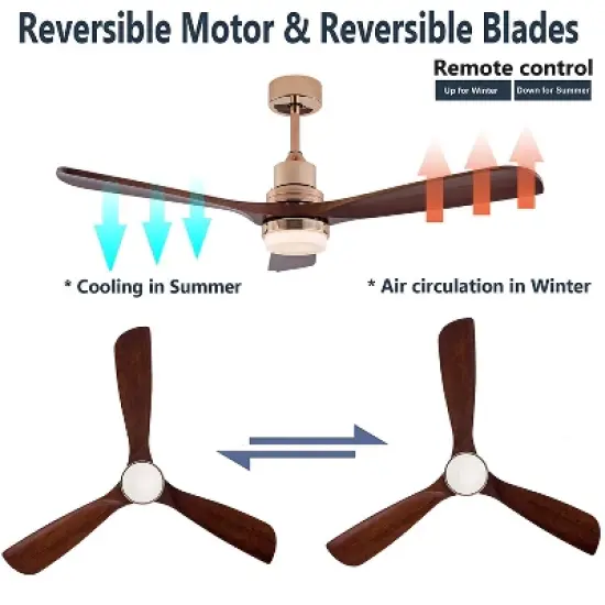 YIYIBYUS 47in LED Indoor Reversible 6 Speeds Smart Timing Ceiling Fan, Brown image {4}