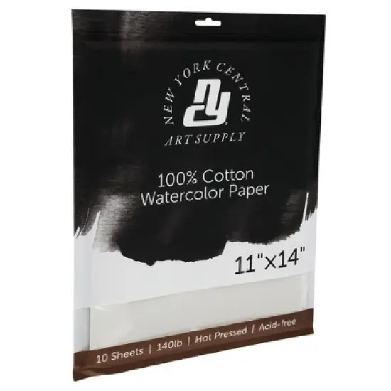 New York Central Watercolor Paper Sheets, 11x14 Inch, 140lb Hot Press, Pack of 50 - Professional Grade, Acid-Free, Archival - For Wet and Dry Media image {1}