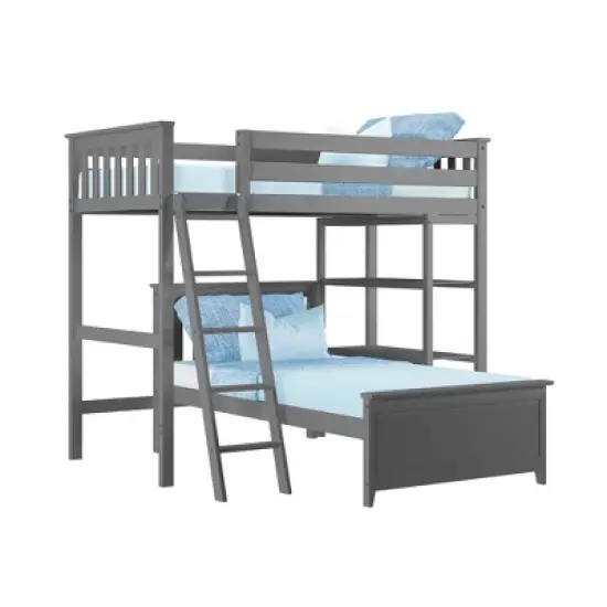 Max & Lily L-Shaped Twin over Twin Bunk Bed with Bookcase image {7}