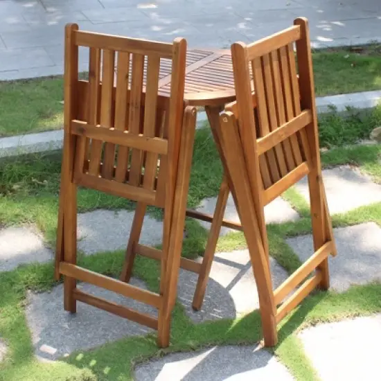 3pc Wood Patio Bistro Set - Brown - Merry Products image {3}