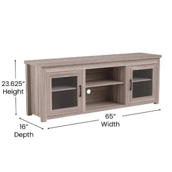 Emma and Oliver TV Stand for up to 80" TV's - 65" Media Console with Classic Full Glass Doors & 3 Adjustable Shelves image {3}