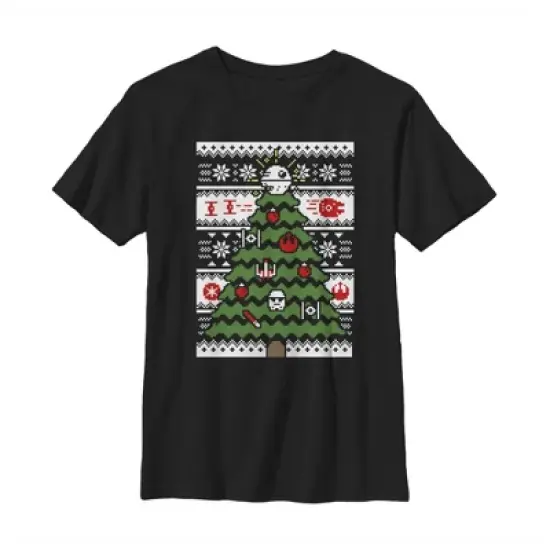 Boy's Star Wars Ugly Sweater Christmas Tree T-Shirt image {3}