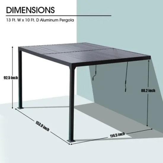 Aoodor Outdoor Louvered Pergola Adjustable Louvered Sloping Roof Wall-Mounted Pergola image {3}