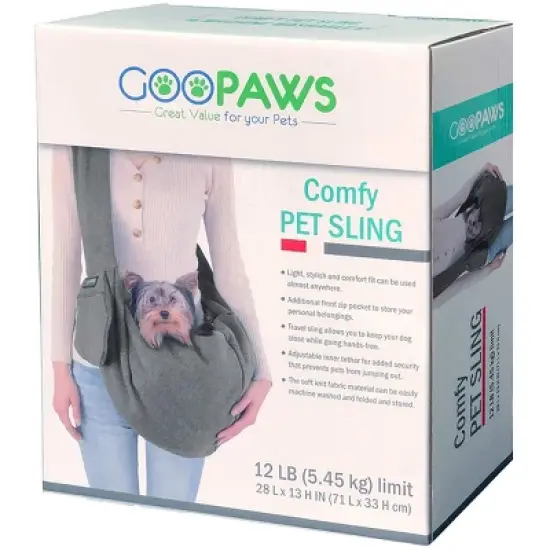 XJESPET & GOOPAWS: Comfy Pet Sling Bag - Grey - Carry Small Dogs image {7}