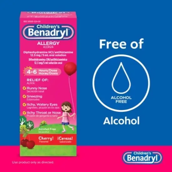Benadryl Children's Allergy Liquid - Diphenhydramine - Cherry - 4 fl oz image {7}