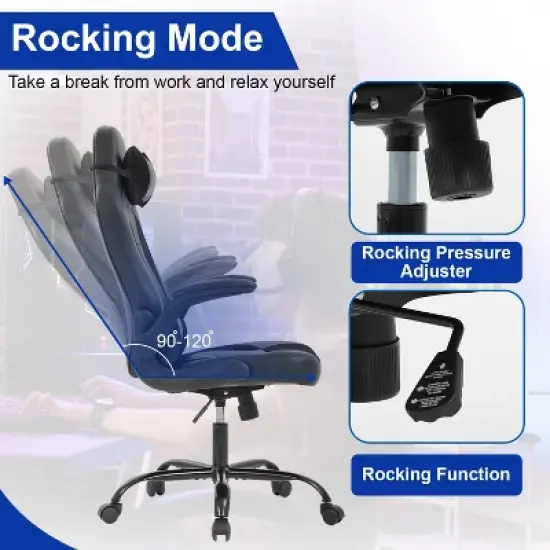BestMassage Gaming Chair Office Chair Computer Desk Chair with Lumbar Support and Adjustable Headrest and PU Leather Gamer Chair for Adults image {2}