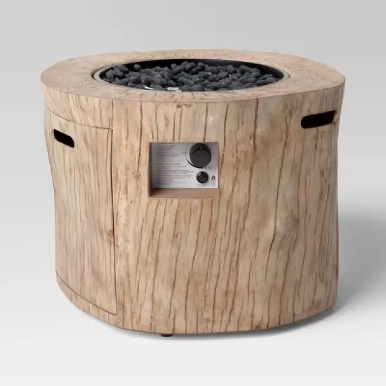 Weathered/Natural Finish Statement LP Round Outdoor Fire Table Natural - Threshold&trade;: Patio Heater, Lava Rocks Included image {2}