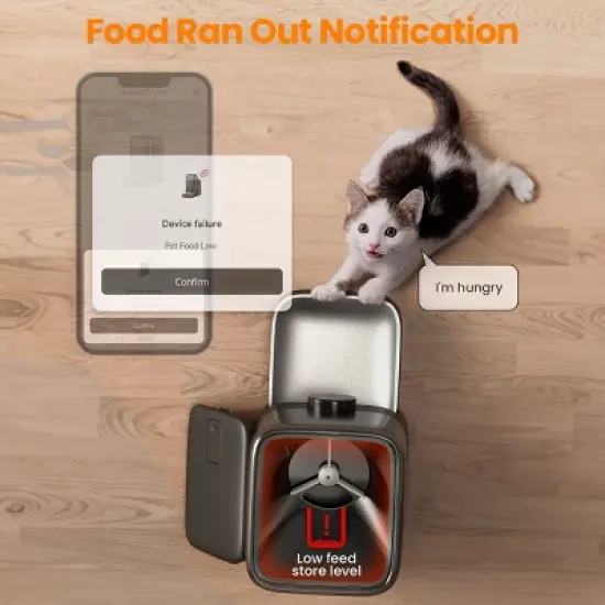 Oneisall PF06 WiFi Dog and Cat Feeder - 3L, 100-Day Battery, App Control for Large Kibble image {6}