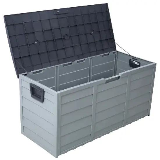 Cesicia All Weather UV Pool Deck Box Storage Shed Bin with Wheel, 75 Gallon Resin Deck Box-Organization and Storage image {5}