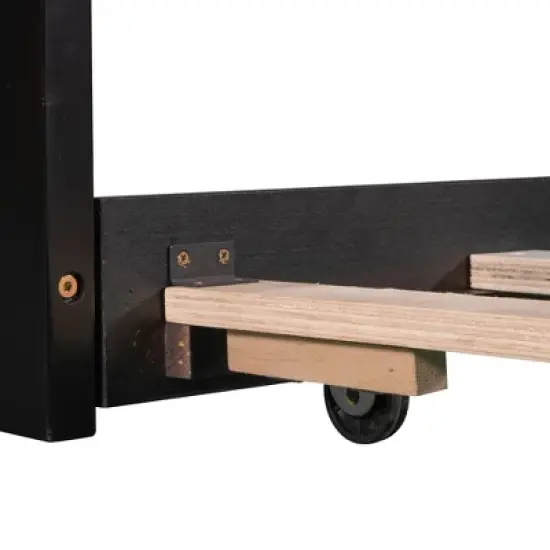 Twin Size Wood Platform Bed Frame, Triple Bed with Twin Trundle Bed, Drawers and Built-in Desk -ModernLuxe image {12}