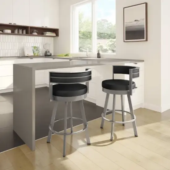 26" Browser Swivel Counter Height Barstool with Upholstered Seat - Amisco image {1}