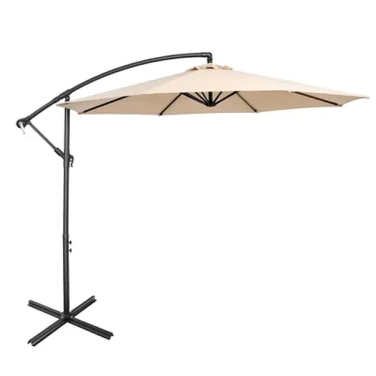 Costway  10 FT Patio Offset Umbrella w/8 Ribs Cross Base Tilt image {11}