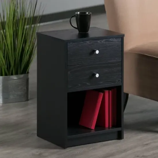 Ava Nightstand with 2 Drawers Black - Winsome image {7}