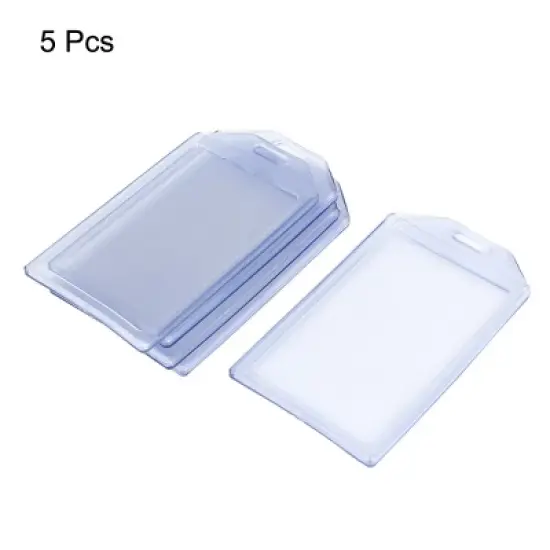 Unique Bargains Clear Blue PVC Soft Vertical Waterproof ID Work Badge Card Holder 5 Pcs image {1}