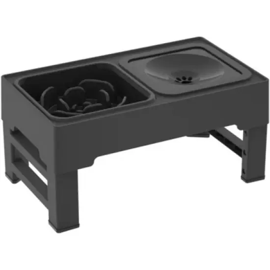 Elevated Dog Bowls, 4-Height Adjustable Raised Feeder Stand for Small Dogs/Puppies/Cats, Stainless Steel, Slow Feeder & No-Spill Water Bowl image {7}