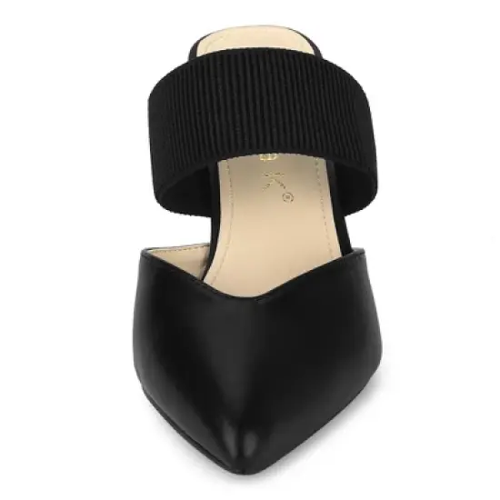 Allegra K Women's Pointed Toe Elastic Strap Stiletto Heels Mules image {2}
