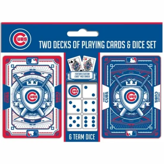 MasterPieces Officially Licensed MLB Chicago Cubs 2-Pack Playing cards & Dice set for Adults image {1}