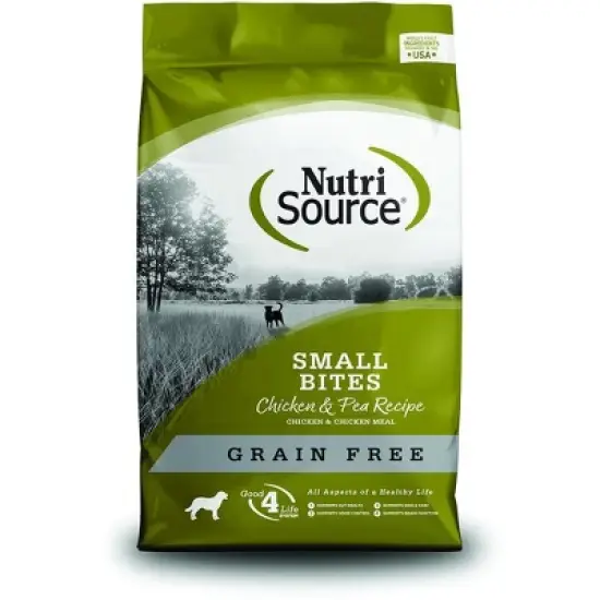 NutriSource Select Grain-Free Small Bites Made with Chicken and Peas Dry Dog Food - 5LB image {1}