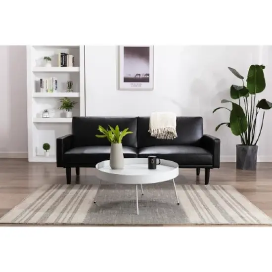 Faux Leather Futon Sofa with Arms Black - Room Essentials&trade; image {1}
