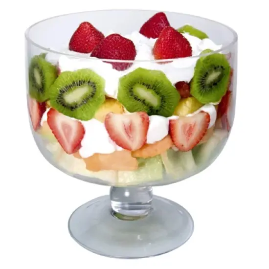 ARTLAND Glass Trifle Bowl with Classic Modern Design, Clear, For Round Dessert - Cakes, Pastries, Ice Cream - Dishwasher Safe image {7}