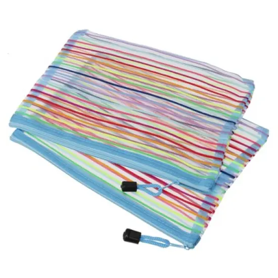 Unique Bargains Mesh Document Pencil Home Office Storage Zipper Pouches 6 Pcs image {9}