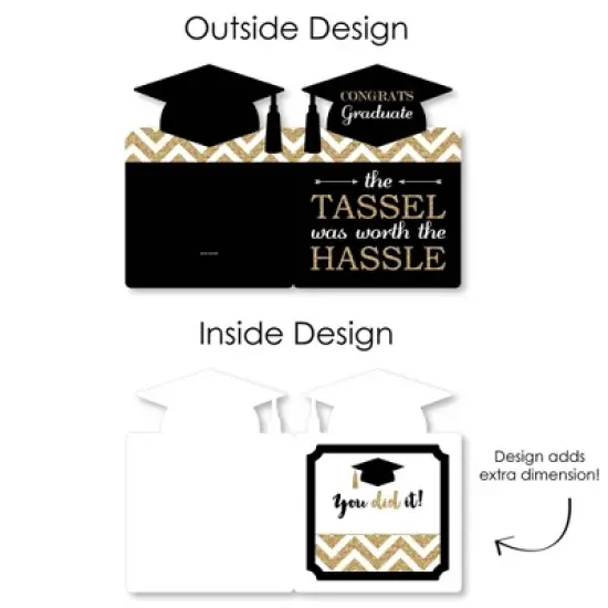 Big Dot of Happiness Gold - Tassel Worth the Hassle - Graduation Congratulations Giant Greeting Card - Big Shaped Jumborific Card image {4}