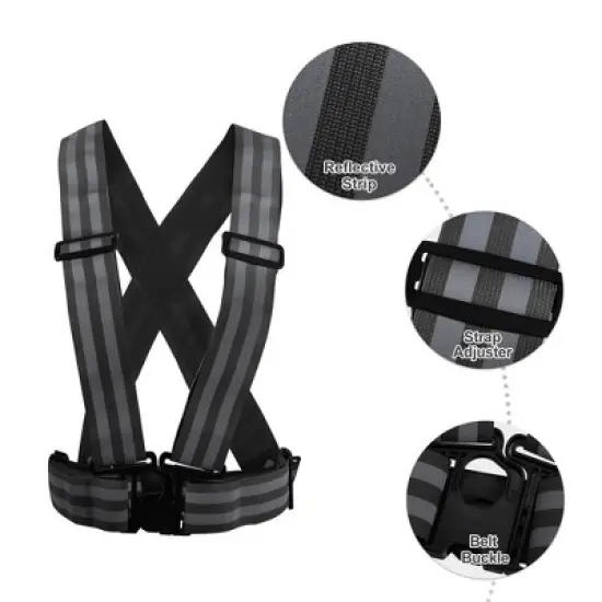 Unique Bargains Polyester High Visibility Safety Walking Cycling at Night Reflective Vest 1 Pc image {2}