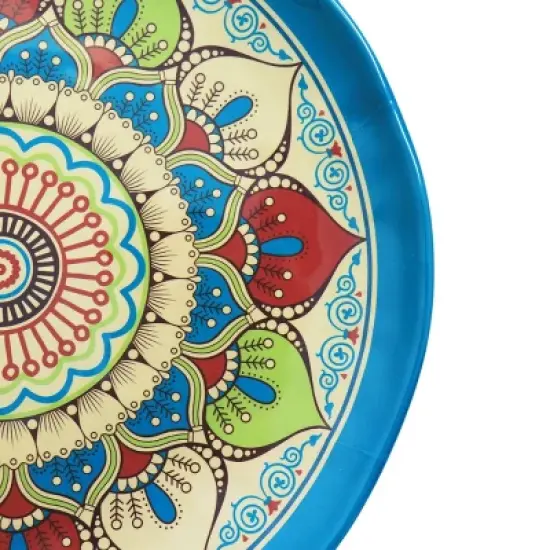 12pc Camilla Melamine Dinnerware Set - Elama: Off-White Medallion Pattern, Service for 4, Dishwasher-Safe, Includes Plates & Bowls image {4}