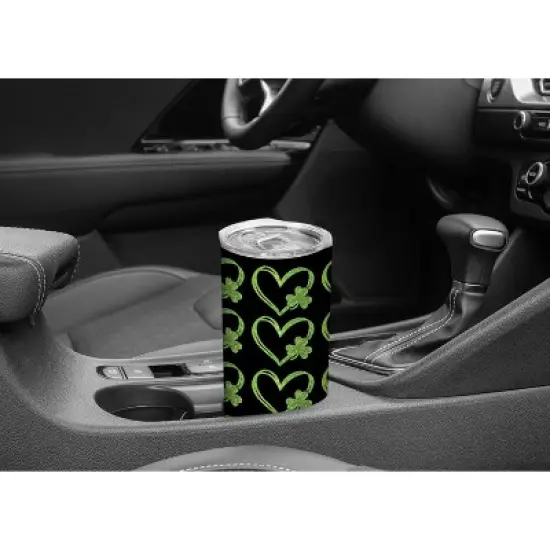 Elanze Designs St. Patrick's Day Shamrock Glittered Green Heart 20 ounce Stainless Steel Travel Tumbler with Lid For Your On The Go Beverages image {4}