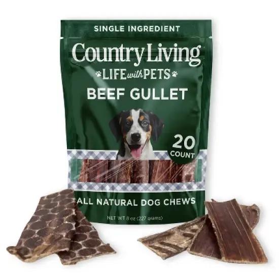 Country Living 6&rdquo; Gullet Flats Dog Treats &ndash; 20 Count Bag &ndash; All-Natural Beef Esophagus Chews &ndash; Single-Ingredient Dog Treats image {8}